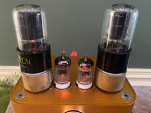Load image into Gallery viewer, Matched Pair Raytheon 6K6 6K6GT Vacuum Tubes Valves Black Plates Clear Bottle
