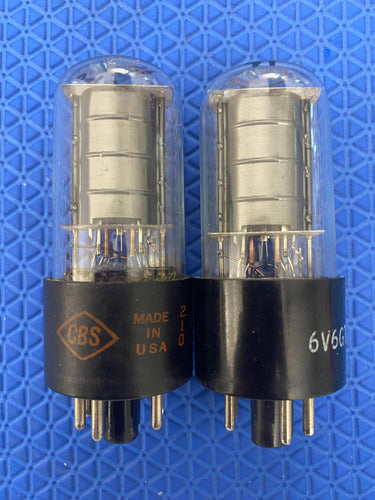 Matched Pair CBS-Hytron 6V6 6V6GT Black Plate Clear Bottle Copper Support Rods Vacuum Tubes Valves