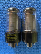 Load image into Gallery viewer, Matched Pair Raytheon Uniline 6V6 6V6GTA 6P6 6P6P Vacuum Tubes Valves Clear Bottles
