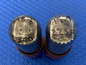 Matched Pair Raytheon 6V6 / 6V6GTY / JAN-CRP-6V6GTY / 6P6 / 6P6P Vacuum Tubes Valves Milspec Gray Bottle Black Plates Micanol Bases