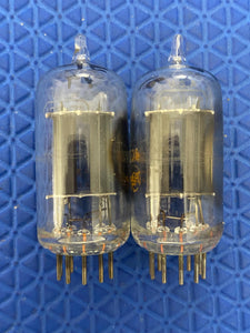 Matched Pair RCA Clear Top 12AU7 12AU7A ECC82 Vacuum Tubes Valves Steel Support Rods