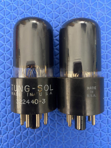 Matched Pair Tung-Sol 6K6 6K6GT Vacuum Tubes Valves Black Glass