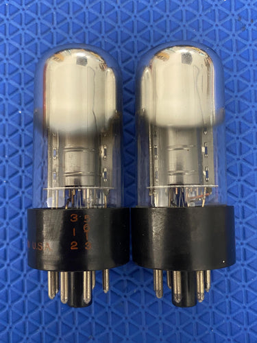 Matched Pair Sylvania 6K6 6K6GT Vacuum Tubes Valves Silver Tops