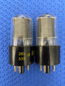Matched Pair Raytheon 6K6 6K6GT Vacuum Tubes Valves Black Plates Clear Bottle
