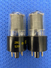 Load image into Gallery viewer, Matched Pair Raytheon 6K6 6K6GT Vacuum Tubes Black Plates Clear Bottle
