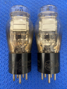Matched Pair RCA Cunningham Radiotron Number / Type 49 #49 Vacuum Tubes Valves Shoulder ST Shape