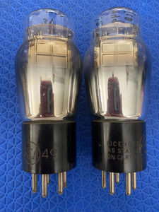 Matched Pair RCA Cunningham Radiotron Number / Type 49 #49 Vacuum Tubes Valves Shoulder ST Shape