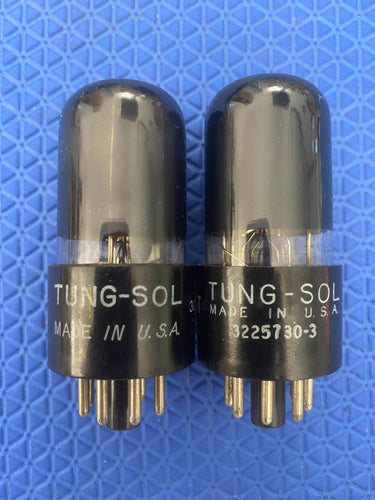 Matched Pair Tung-Sol 6K6 6K6GT Vacuum Tubes Valves Black Glass NOS-Testing