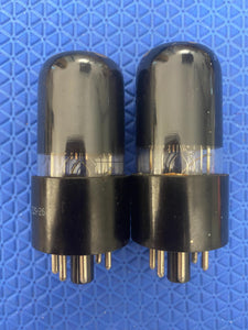 Matched Pair Tung-Sol 6K6 6K6GT Vacuum Tubes Valves Black Glass NOS-Testing