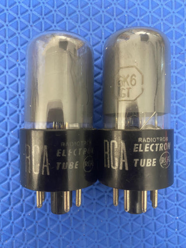 Matched Pair RCA 6K6 6K6GT Vacuum Tubes Valves Gray Bottle