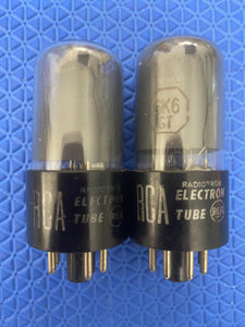 Matched Pair RCA 6K6 6K6GT Vacuum Tubes Valves Gray Bottle