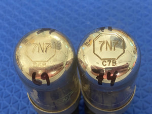 Matched Pair Sylvania 7N7 Vacuum Tubes Valves