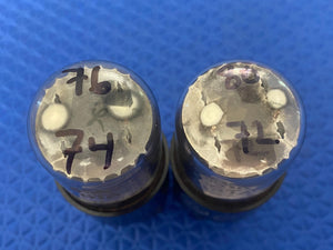 Matched Pair General Electric GE 6SN7 6SN7GTA Vacuum Tubes Valves Copper Support Rods NOS-Testing