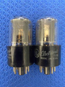 Matched Pair General Electric GE 6SN7 6SN7GTA Vacuum Tubes Valves Copper Support Rods NOS-Testing