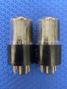 Matched Pair General Electric GE 6SN7 6SN7GTA Vacuum Tubes Valves Copper Support Rods NOS-Testing