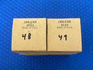 Matched Pair Ken-Rad 2C22 JANCKR2C22 7193 Vacuum Tubes Valves Milspec Black Plate NOS NIB