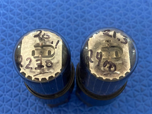 Matched Pair Raytheon 6V6 6V6GT Vacuum Tubes Valves Black Glass Copper Support Rods