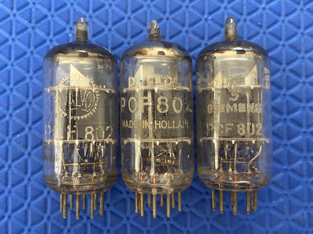 3 European PCF802 9U8 Vacuum Tubes Valves Lot Three