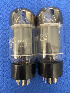 Matched Pair General Electric GE Fat Boy EL34 6CA7 Vacuum Tubes Valves NOS NIB