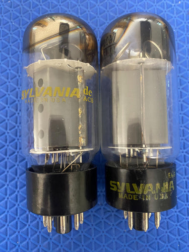 Matched Pair Sylvania EL34 6CA7 Fat Boy Output Tubes Valves NOS-Testing
