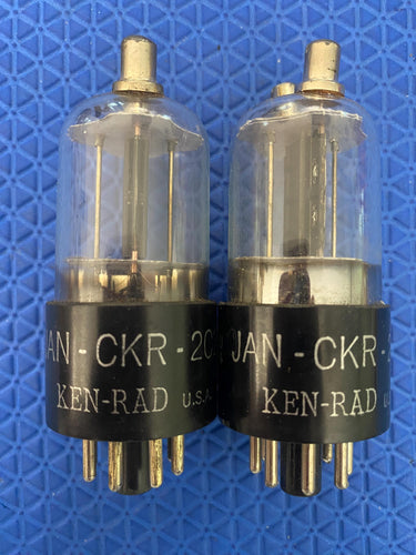 Matched Pair Ken-Rad 2C22 JANCKR2C22 7193 Vacuum Tubes Valves Milspec Black Plate NOS NIB