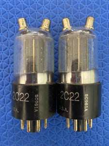 Matched Pair Ken-Rad 2C22 JANCKR2C22 7193 Vacuum Tubes Valves Milspec Black Plate NOS NIB
