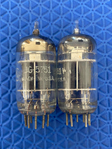 Matched Pair General Electric JG-5751 5751 12AX7 /ECC83 3 Mica O-Getter Milspec / Industrial Vacuum Tubes Valves