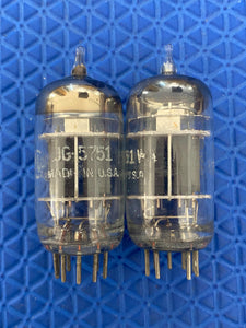 Matched Pair General Electric JG-5751 5751 12AX7 /ECC83 3 Mica O-Getter Milspec / Industrial Vacuum Tubes Valves