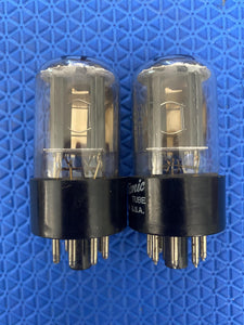 Matched Pair General Electric GE 6SN7 6SN7GTA Vacuum Tubes Valves Copper Support Rods