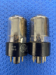Matched Pair General Electric GE 6SN7 6SN7GTA Vacuum Tubes Valves Copper Support Rods