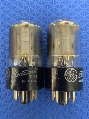 Matched Pair General Electric GE 6SN7 6SN7GTA Vacuum Tubes Valves Copper Support Rods NOS-Testing