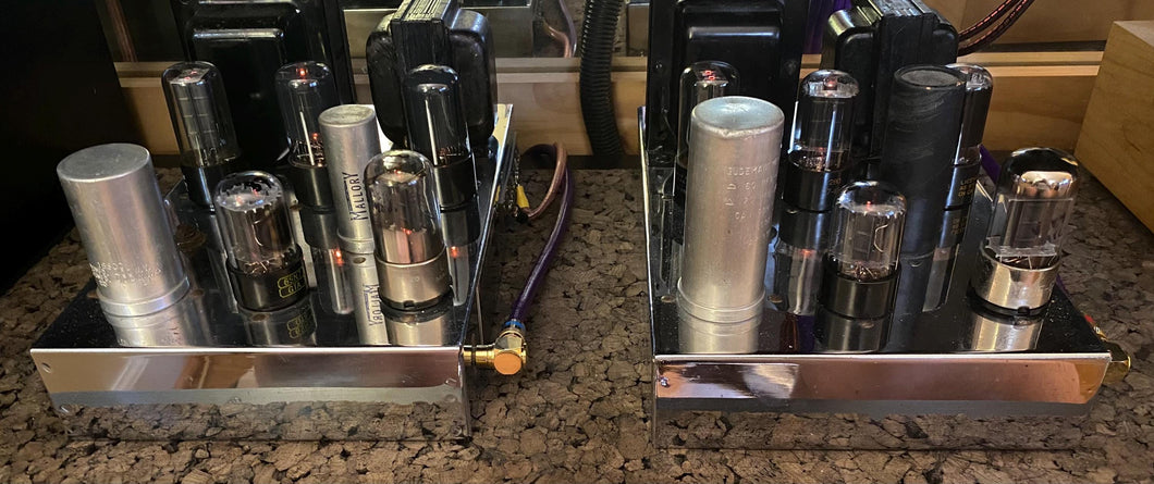 Matched Pair Raytheon 6SN7 6SN7GTA Vacuum Tubes Valves Copper Support Rods NOS-Testing