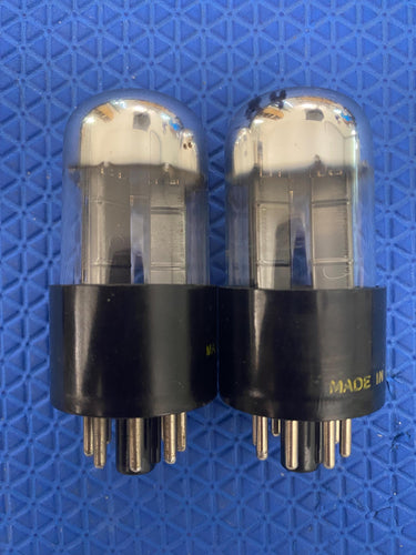 Matched Pair Sylvania 6SN7 6SN7GTA Vacuum Tubes Valves Black Wing Plate Silver Top Chrome Dome NOS-Testing