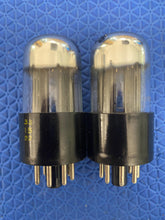 Load image into Gallery viewer, Matched Pair Sylvania 6SN7 6SN7GTA Vacuum Tubes Valves Black Wing Plate Silver Top Chrome Dome NOS-Testing
