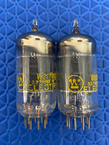 Matched Pair Westinghouse 12AU7 12AU7A ECC82 Black Plate Vacuum Tubes Valves