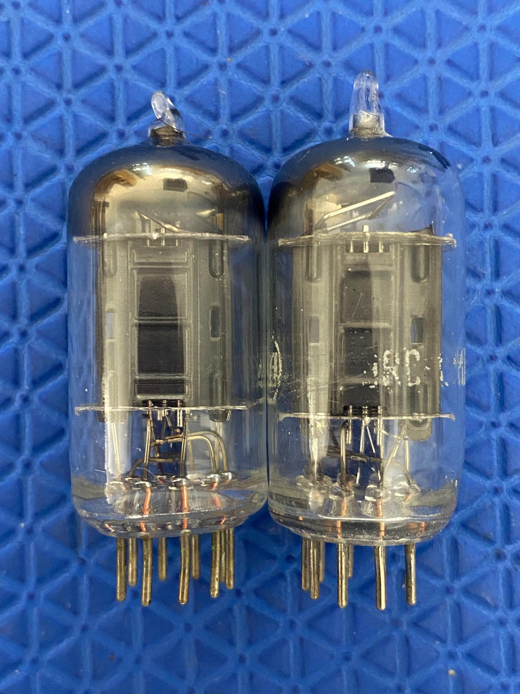 Matched Pair RCA 12AU7 ECC82 Black Plate Vacuum Tubes Valves