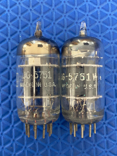 Matched Pair General Electric JG-5751 5751 12AX7 /ECC83 3 Mica O-Getter Milspec / Industrial Vacuum Tubes Valves