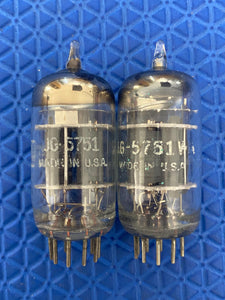 Matched Pair General Electric JG-5751 5751 12AX7 /ECC83 3 Mica O-Getter Milspec / Industrial Vacuum Tubes Valves