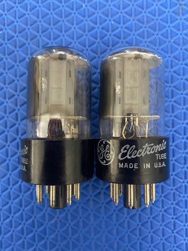 Matched Pair General Electric GE 6SN7 6SN7GTA Vacuum Tubes Valves Copper Support Rods