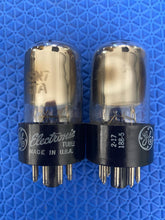 Load image into Gallery viewer, Matched Pair General Electric GE 6SN7 6SN7GTA Vacuum Tubes Valves Copper Support Rods
