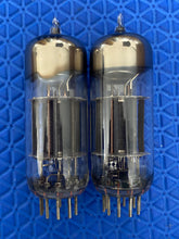 Load image into Gallery viewer, Matched Pair RCA 12B4 12B4A Vacuum Tubes Valves Black Plates Copper Support Rods NOS-Testing

