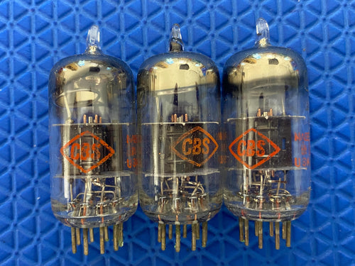 3 CBS Black Plate 12AV7 Vacuum Tubes Valves NOS NIB Lot Of Three