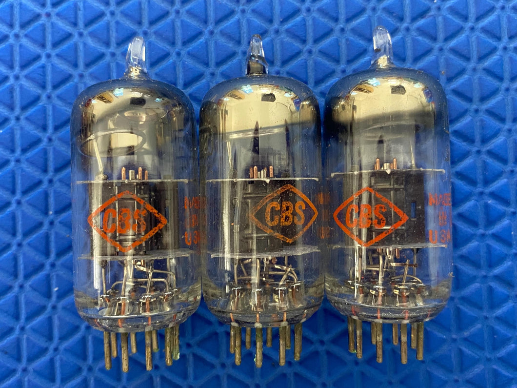 3 CBS Black Plate 12AV7 Vacuum Tubes Valves NOS NIB Lot Of Three