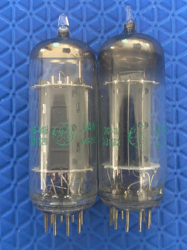 Matched Pair General Electric GE JAN-6CG7 6CG7 6FQ7 Vacuum Tubes Valves Milspec NOS-Testing Triode Shields Copper Support Rods