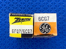 Load image into Gallery viewer, Matched Pair General Electric GE 6FQ7 / 6CG7 Vacuum Tubes Copper Support Rods NOS NIB
