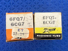 Load image into Gallery viewer, Matched Pair General Electric GE 6FQ7 / 6CG7 Vacuum Tubes Valves Copper Support Rods NOS NIB
