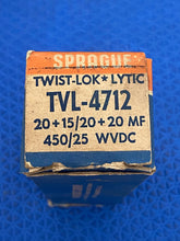 Load image into Gallery viewer, Sprague TVL-4712 20/15 Mfd At 450 Volts // 20/20 Mfd At 20 Volts Electrolytic Capacitor NOS NIB

