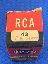 Load image into Gallery viewer, RCA Number / Type 43 #43 Vacuum Tube Valve NOS NIB
