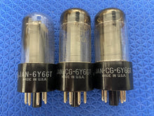 Load image into Gallery viewer, 3 General Electric GE Milspec 6Y6 JAN6Y6GT Vacuum Tubes Valves Black Plate NOS NIB Lot Of Three
