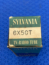 Load image into Gallery viewer, Sylvania 6X5 JAN-6X5WGT Vacuum Tube Valve Rectifier Milspec Black Plate NOS NIB
